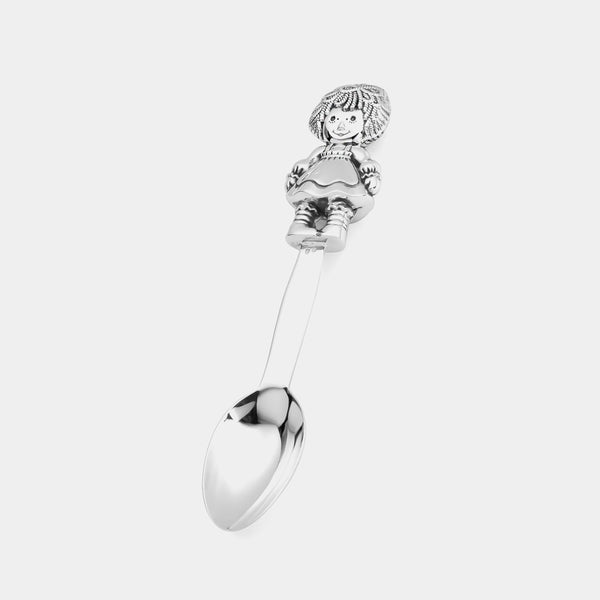 Infant pink enamel silver spoon a Girl