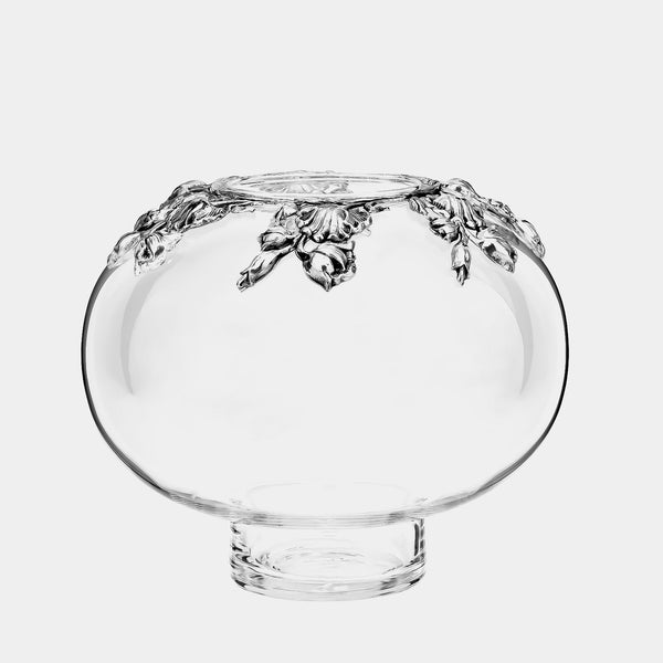 Glass Vase Sfera With Silver Plated Flowers Decorations-ANTORINI®