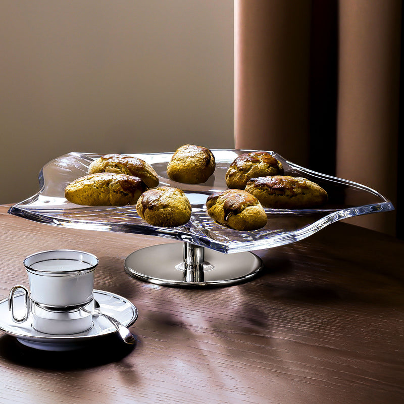 Crystal Cake Stand Star with Silver-plated Base-ANTORINI®