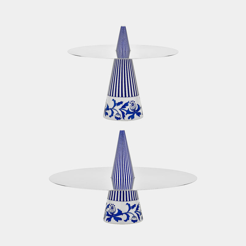 Ceramic Two Tier Cake Stand Tribe, silver-plated-ANTORINI®