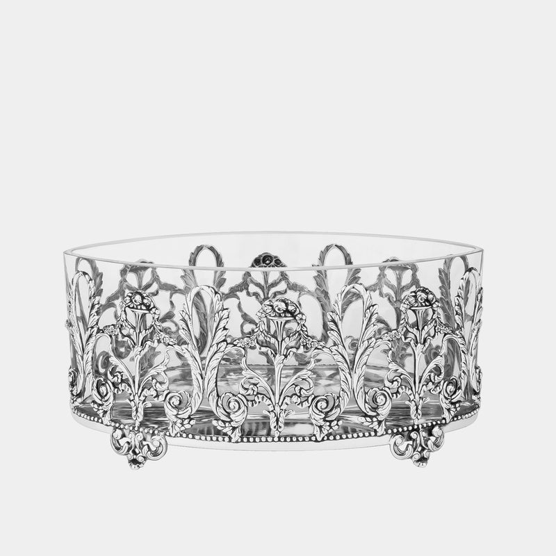 Decorative Glass Bowl Corona, Silver-plated-ANTORINI®