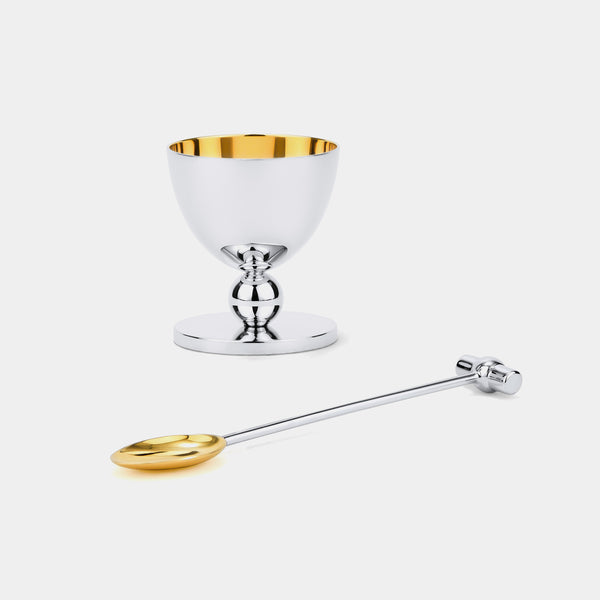 Egg Stand with Hammer, gold & silver-plated-ANTORINI®