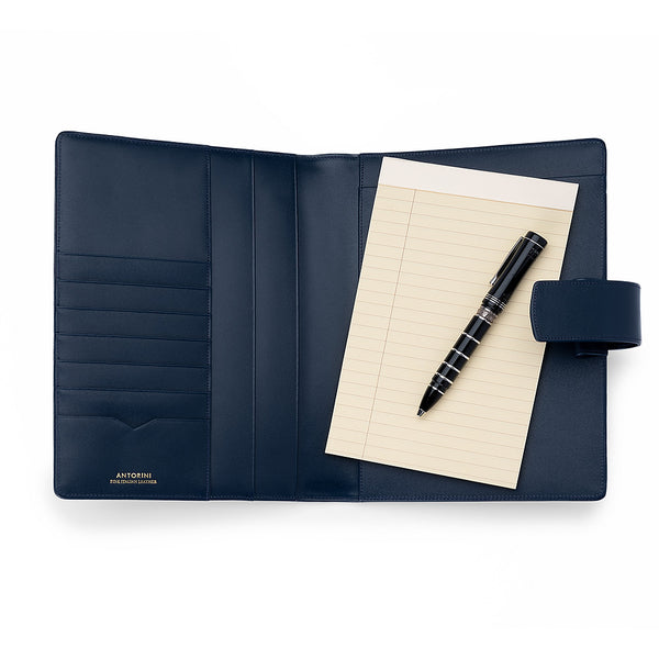 Leather A5 Padfolio in Navy with Note Pad-ANTORINI®